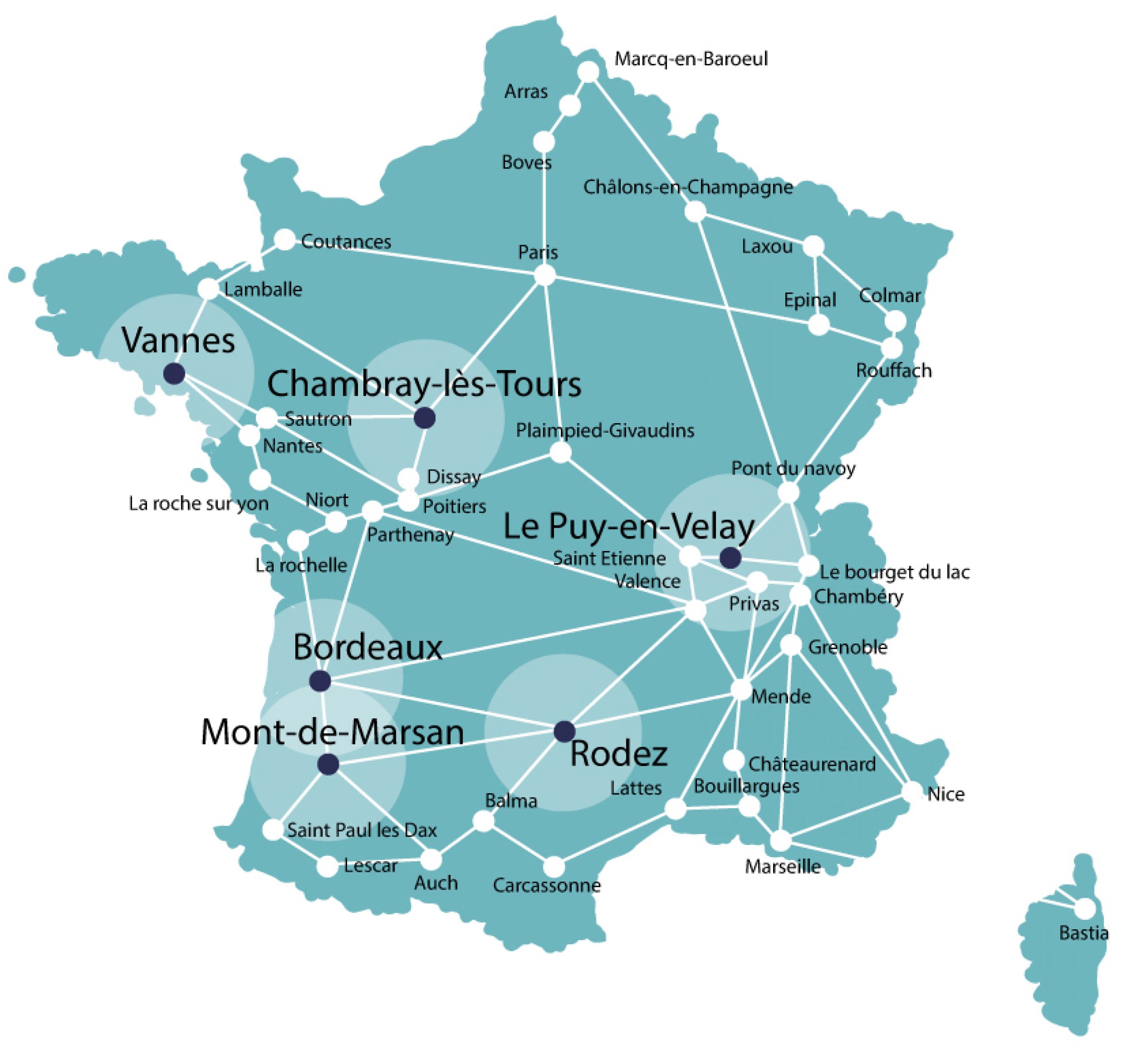 Le réseau d'Athomme, présent sur toute la France
